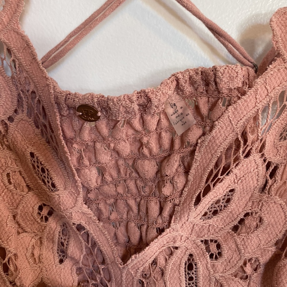 Lace-Trim Spaghetti Strap Mini Dress in Blush Pink - Picture 5 of 5